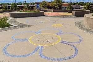 Lithomosaic flowers in the park