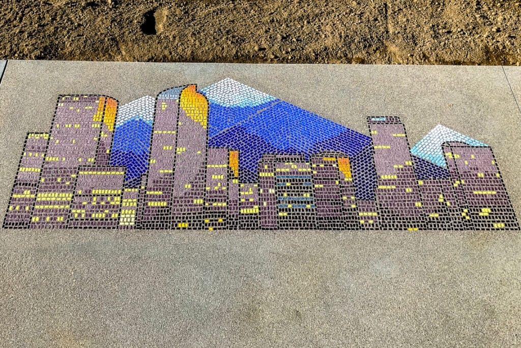 Intricate Lithocrete, tile image of downtown Denver.